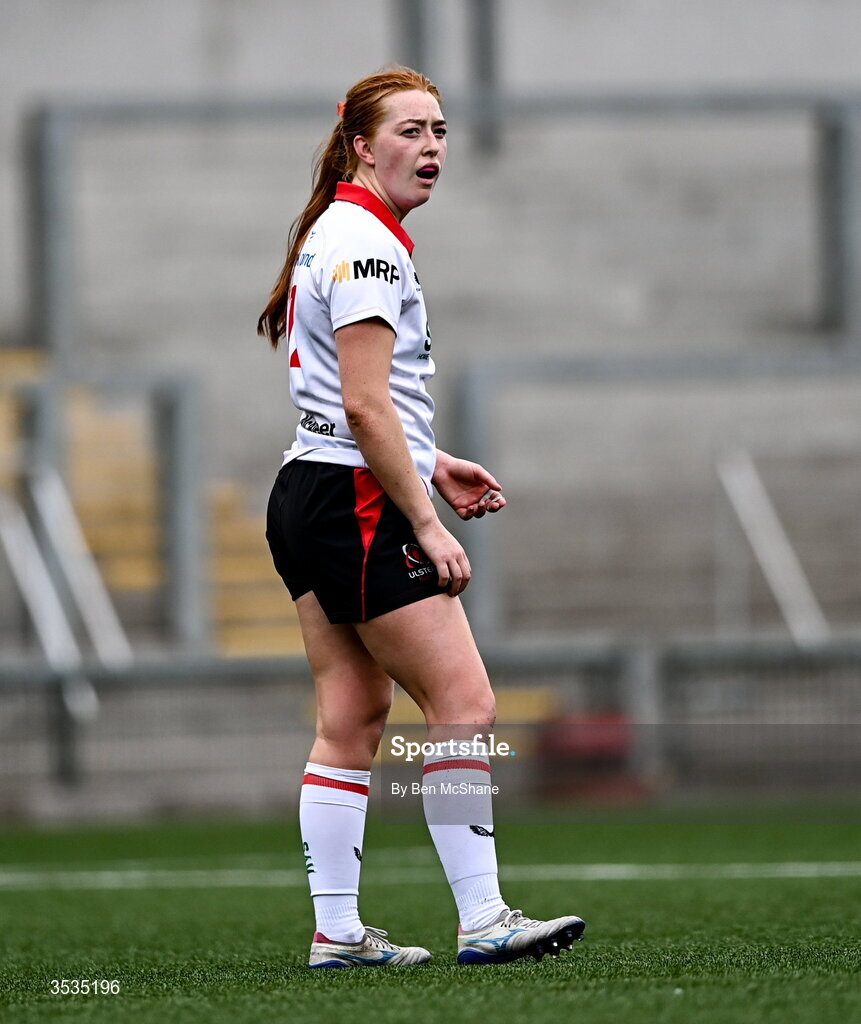 8 August 2026; Lucy Thompson of Ulster during the Vodafone Womens Interprovincial Championship Round 1 match between Ulster and Connacht at Affidea Stadium in Belfast. Photo by Ben McShane/Sportsfile