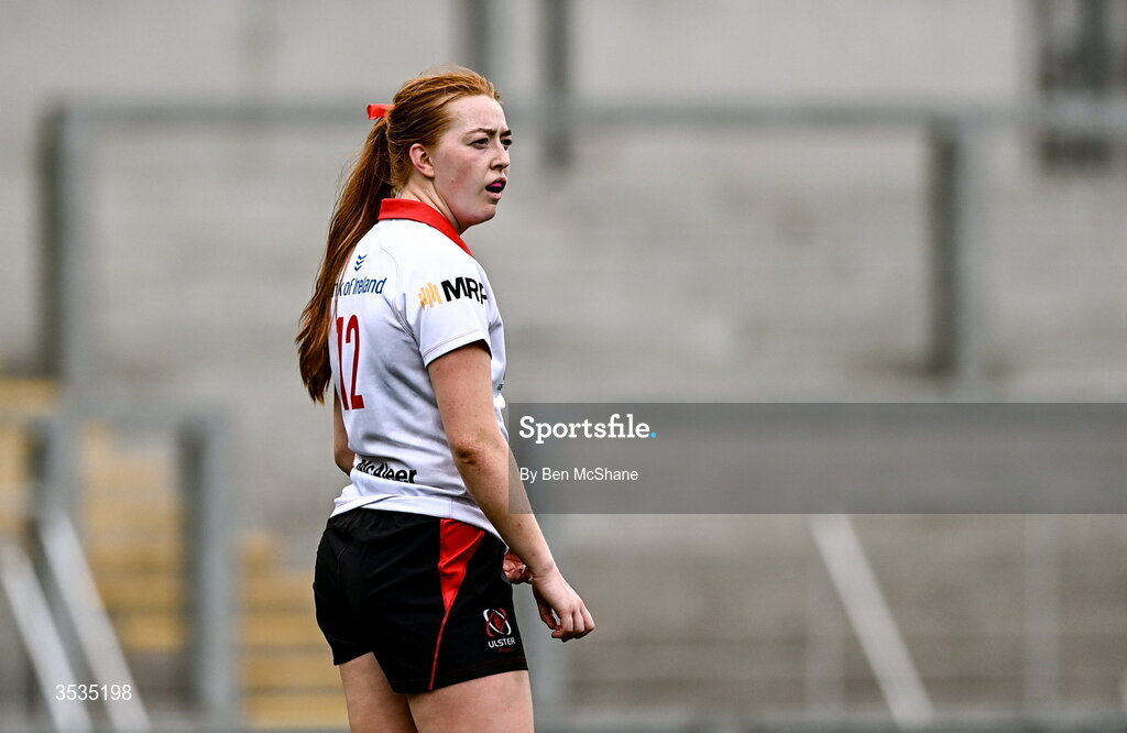 8 August 2026; Lucy Thompson of Ulster during the Vodafone Womens Interprovincial Championship Round 1 match between Ulster and Connacht at Affidea Stadium in Belfast. Photo by Ben McShane/Sportsfile