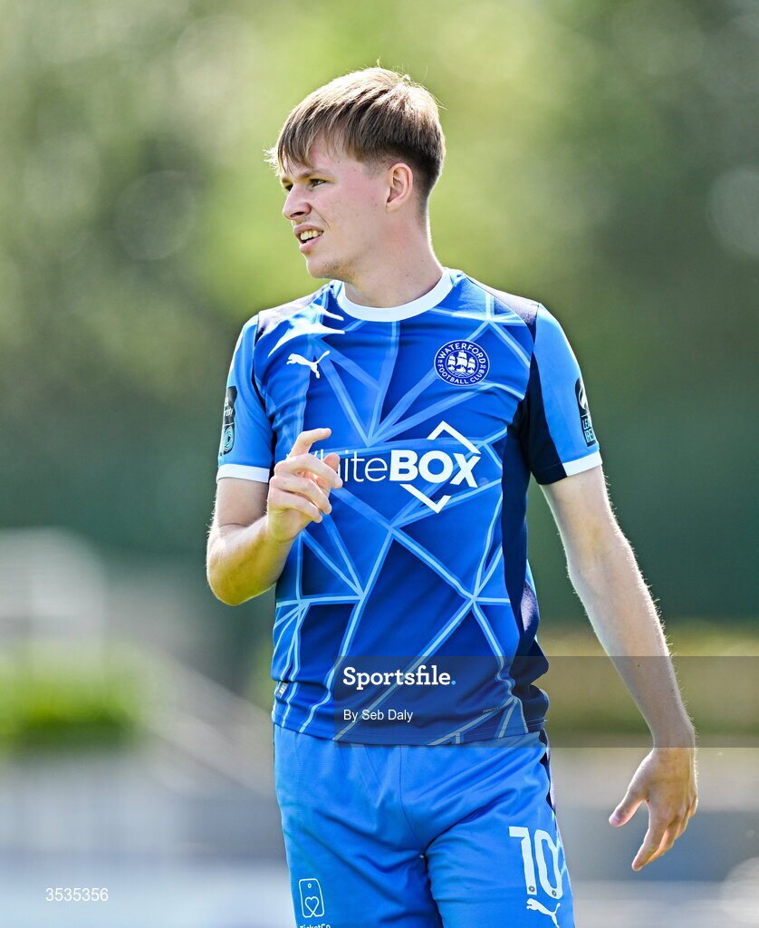 9 August 2026; Conan Noonan of Waterford during the SSE Airtricity Men's Premier Division match between Waterford and Bohemians at the RSC in Waterford. Photo by Seb Daly/Sportsfile