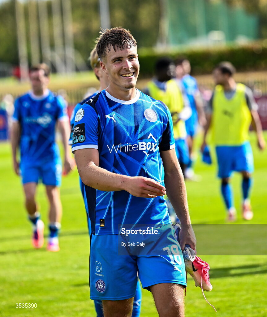 9 August 2026; Tommy Lonergan of Waterford after his side's victory in the SSE Airtricity Men's Premier Division match between Waterford and Bohemians at the RSC in Waterford. Photo by Seb Daly/Sportsfile