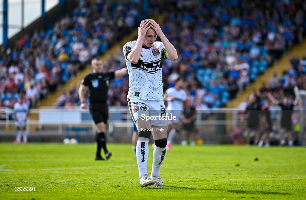 9 August 2026; Ross Tierney of Bohemians during the SSE Airtricity Men's Premier Division match between Waterford and Bohemians at the RSC in Waterford. Photo by Seb Daly/Sportsfile