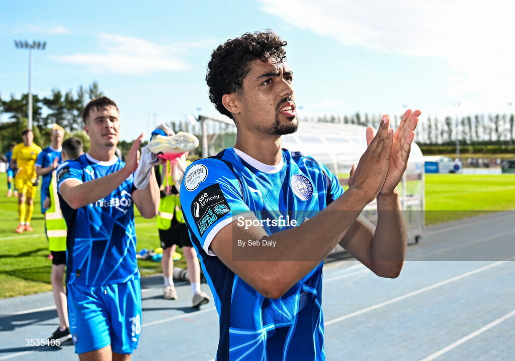 9 August 2026; Noah Mawene of Waterford after his side's victory in the SSE Airtricity Men's Premier Division match between Waterford and Bohemians at the RSC in Waterford. Photo by Seb Daly/Sportsfile