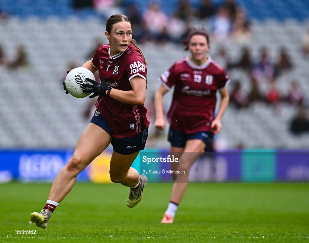 2 August 2026; Niamh Divilly of Galway during the LGFA TG4 All-Ireland Senior Championship final match between Galway and Kerry at Croke Park in Dublin. Photo by Piaras Ó Mídheach/Sportsfile