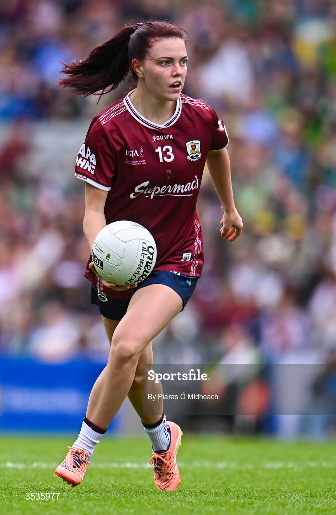 2 August 2026; Eva Noone of Galway during the LGFA TG4 All-Ireland Senior Championship final match between Galway and Kerry at Croke Park in Dublin. Photo by Piaras Ó Mídheach/Sportsfile