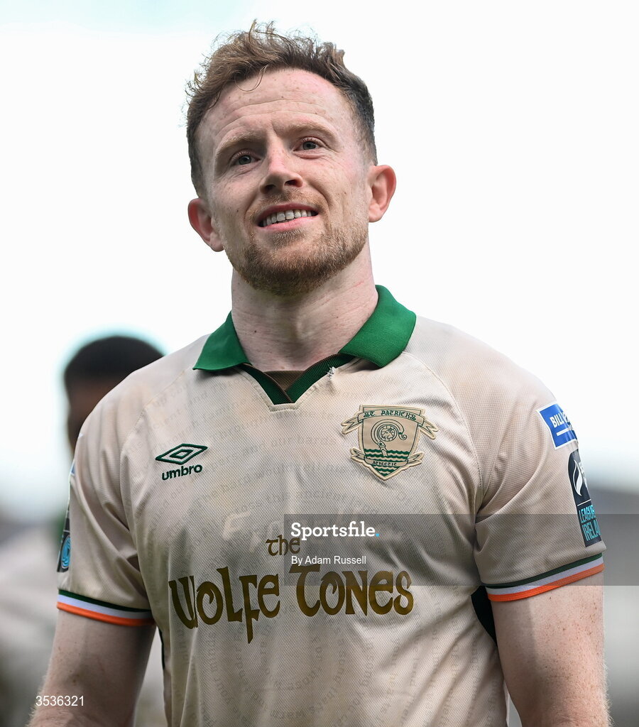 9 August 2026; Sean Hoare of St Patrick's Athletic after the SSE Airtricity Men’s Premier Division match between Shelbourne and St Patrick's Athletic at Tolka Park in Dublin. Photo by Adam Russell/Sportsfile