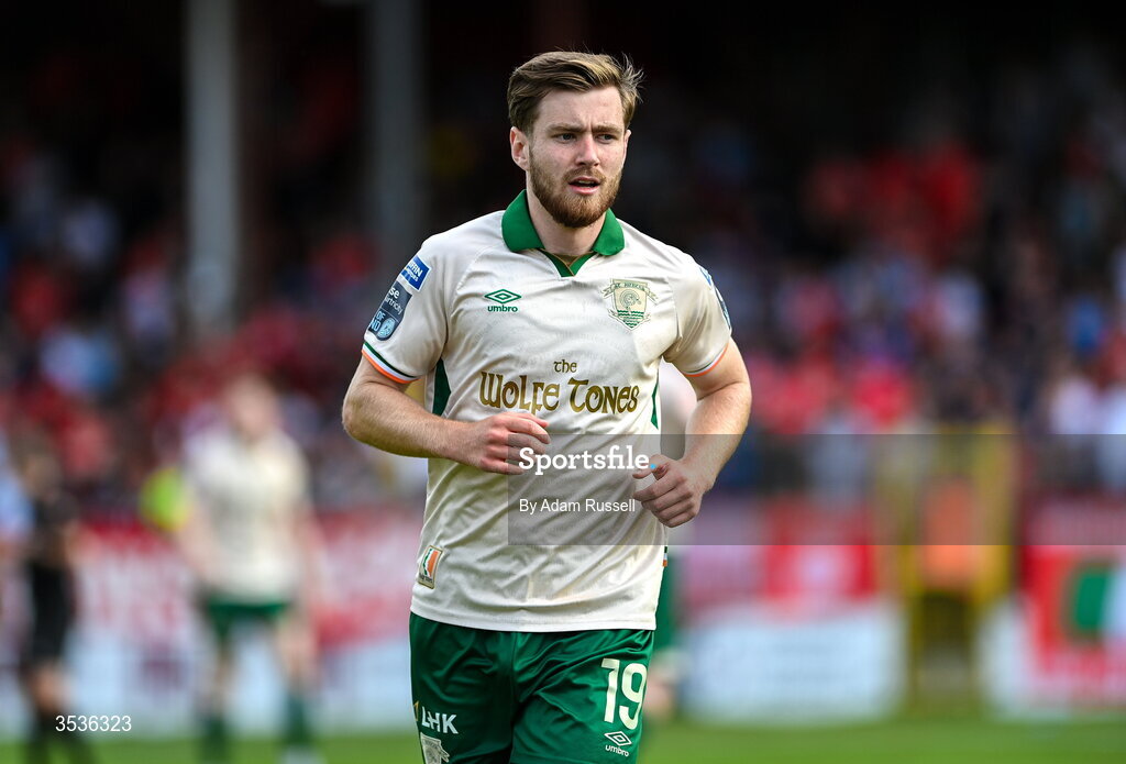 9 August 2026; Barry Baggley of St Patrick's Athletic during the SSE Airtricity Men’s Premier Division match between Shelbourne and St Patrick's Athletic at Tolka Park in Dublin. Photo by Adam Russell/Sportsfile