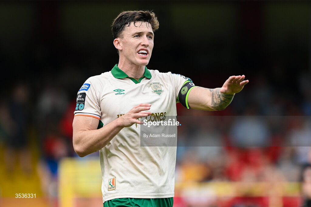 9 August 2026; Joe Redmond of St Patrick's Athletic during the SSE Airtricity Men’s Premier Division match between Shelbourne and St Patrick's Athletic at Tolka Park in Dublin. Photo by Adam Russell/Sportsfile
