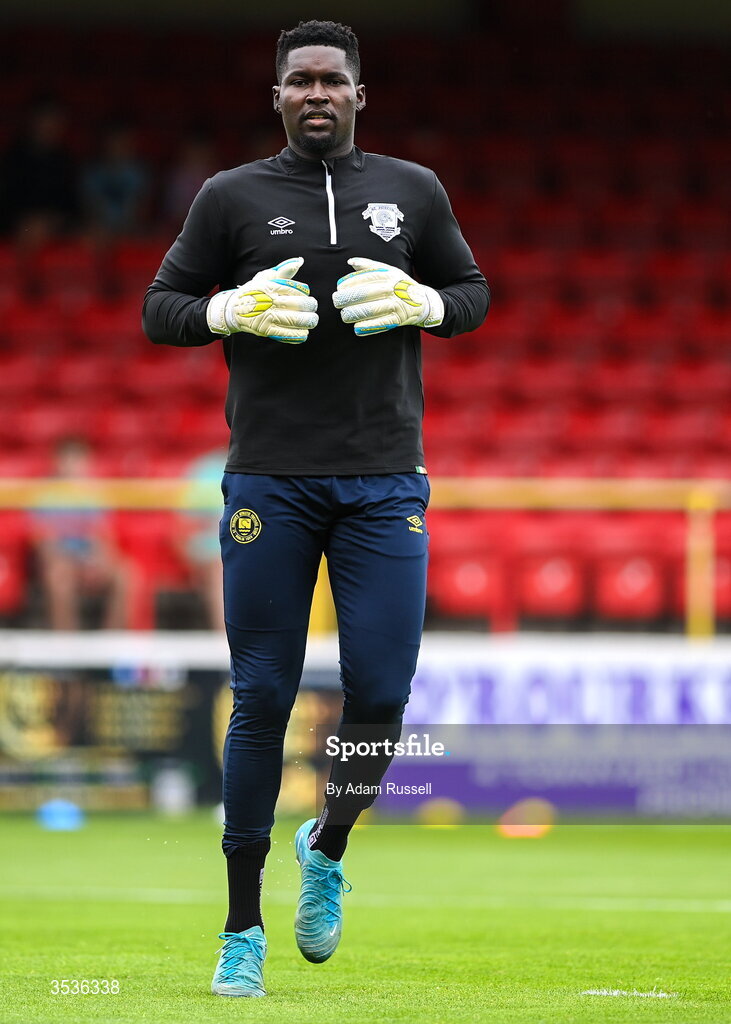9 August 2026; St Patrick's Athletic goalkeeper Joseph Anang before the SSE Airtricity Men’s Premier Division match between Shelbourne and St Patrick's Athletic at Tolka Park in Dublin. Photo by Adam Russell/Sportsfile