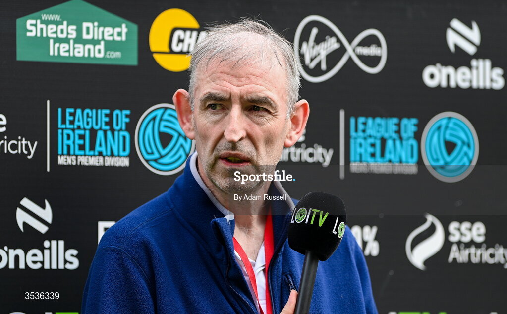 9 August 2026; LOI TV commentator Declan Drake before the SSE Airtricity Men’s Premier Division match between Shelbourne and St Patrick's Athletic at Tolka Park in Dublin. Photo by Adam Russell/Sportsfile