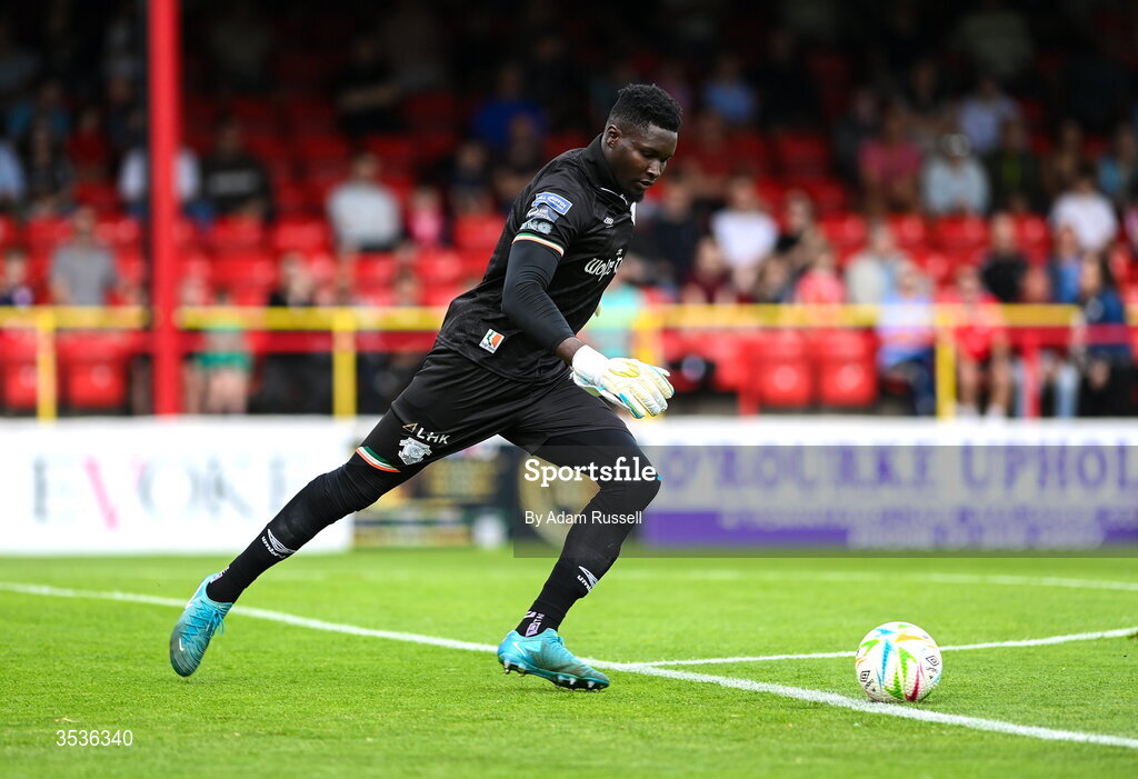 9 August 2026; St Patrick's Athletic goalkeeper Joseph Anang before the SSE Airtricity Men’s Premier Division match between Shelbourne and St Patrick's Athletic at Tolka Park in Dublin. Photo by Adam Russell/Sportsfile