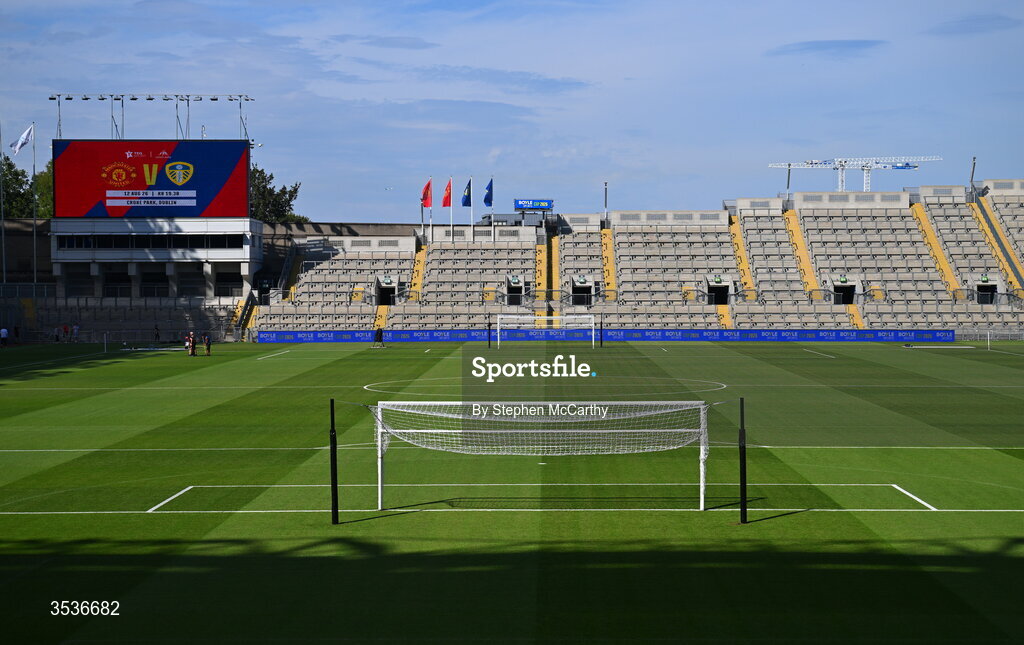 12 August 2026; A general view inside the stadium before the pre-season friendly match between Manchester United and Leeds United at Croke Park in Dublin. Photo by Stephen McCarthy/Sportsfile