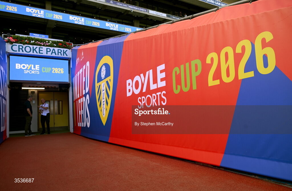 12 August 2026; A general view of the tunnel before the pre-season friendly match between Manchester United and Leeds United at Croke Park in Dublin. Photo by Stephen McCarthy/Sportsfile