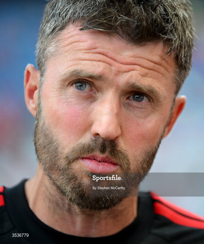 12 August 2026; Manchester United manager Michael Carrick before the pre-season friendly match between Manchester United and Leeds United at Croke Park in Dublin. Photo by Stephen McCarthy/Sportsfile