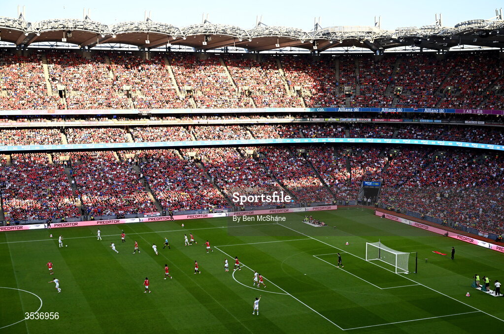 12 August 2026; A general view of match action during the pre-season friendly match between Manchester United and Leeds United at Croke Park in Dublin. Photo by Ben McShane/Sportsfile