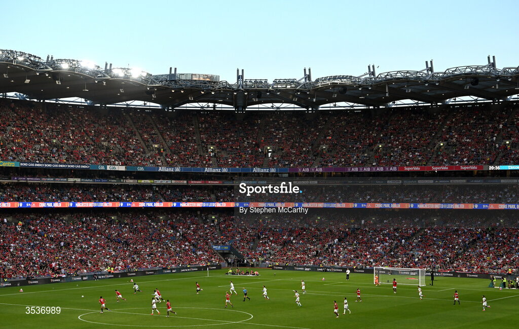 12 August 2026; A general view of match action during the pre-season friendly match between Manchester United and Leeds United at Croke Park in Dublin. Photo by Stephen McCarthy/Sportsfile
