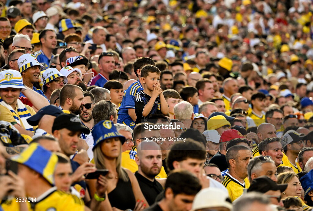 12 August 2026; Supporters look on from Hill 16 during the pre-season friendly match between Manchester United and Leeds United at Croke Park in Dublin. Photo by Stephen McCarthy/Sportsfile