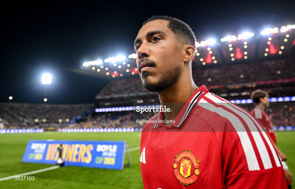 12 August 2026; Youri Tielemans of Manchester United after his side's victory in during the pre-season friendly match between Manchester United and Leeds United at Croke Park in Dublin. Photo by Stephen McCarthy/Sportsfile