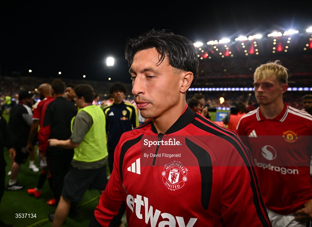 12 August 2026; Lisandro Martinez of Manchester United after the pre-season friendly match between Manchester United and Leeds United at Croke Park in Dublin. Photo by David Fitzgerald/Sportsfile