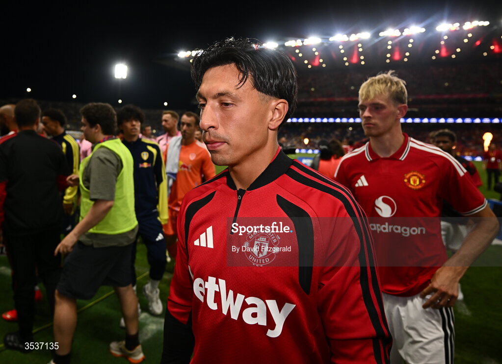 12 August 2026; Lisandro Martinez of Manchester United after the pre-season friendly match between Manchester United and Leeds United at Croke Park in Dublin. Photo by David Fitzgerald/Sportsfile