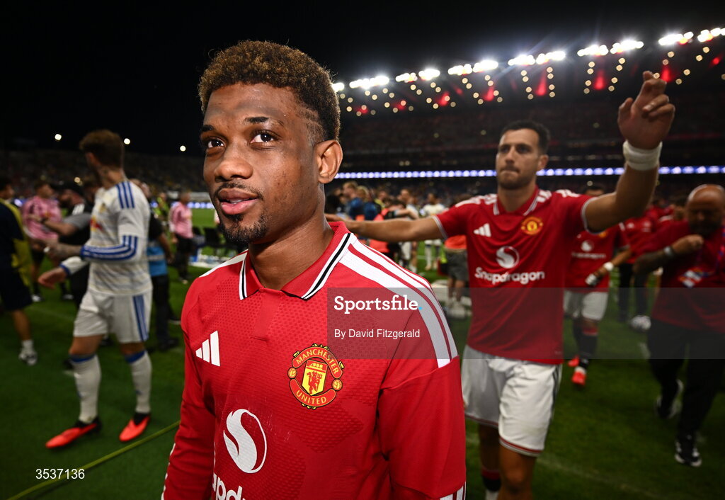 12 August 2026; Amad Diallo of Manchester United after the pre-season friendly match between Manchester United and Leeds United at Croke Park in Dublin. Photo by David Fitzgerald/Sportsfile
