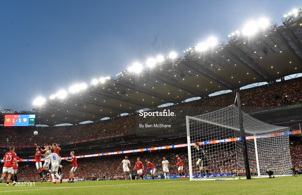 12 August 2026; A general view of the action during the pre-season friendly match between Manchester United and Leeds United at Croke Park in Dublin. Photo by Ben McShane/Sportsfile