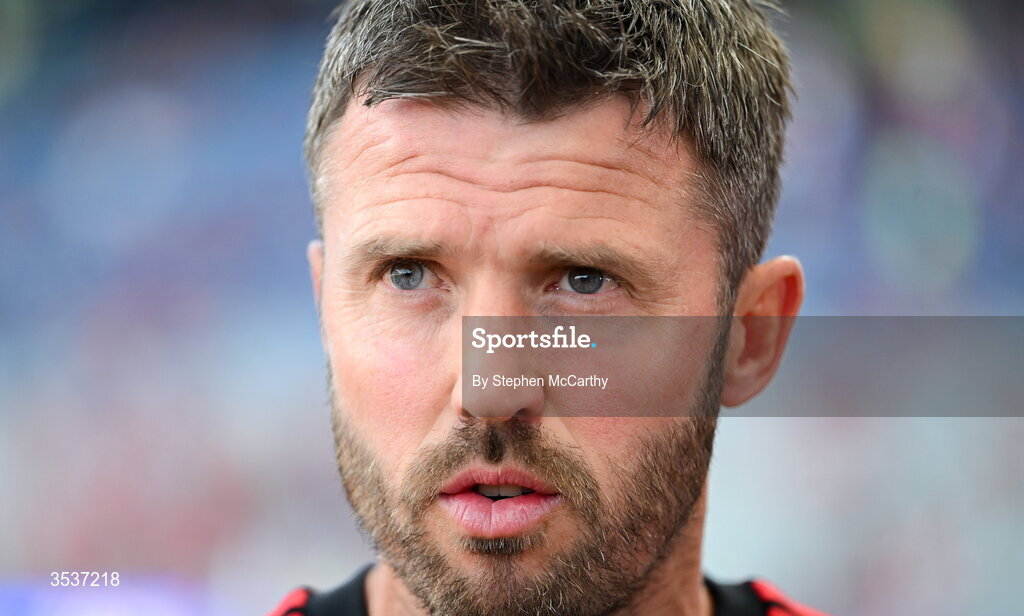 12 August 2026; Manchester United manager Michael Carrick before the pre-season friendly match between Manchester United and Leeds United at Croke Park in Dublin. Photo by Stephen McCarthy/Sportsfile