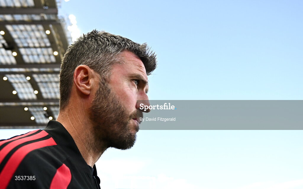 12 August 2026; Manchester United manager Michael Carrick before the pre-season friendly match between Manchester United and Leeds United at Croke Park in Dublin. Photo by David Fitzgerald/Sportsfile