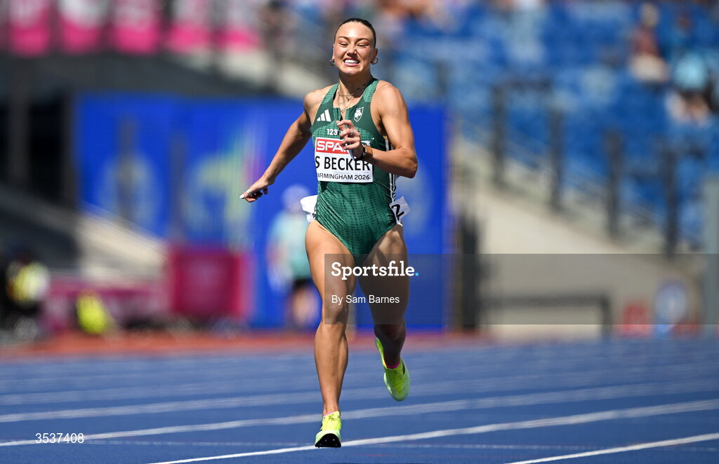 13 August 2026; Sophie Becker of Ireland competes in the women's 400m semi-final 2 during day four of the European Athletics Championships 2026 at Alexander Stadium in Birmingham, England. Photo by Sam Barnes/Sportsfile