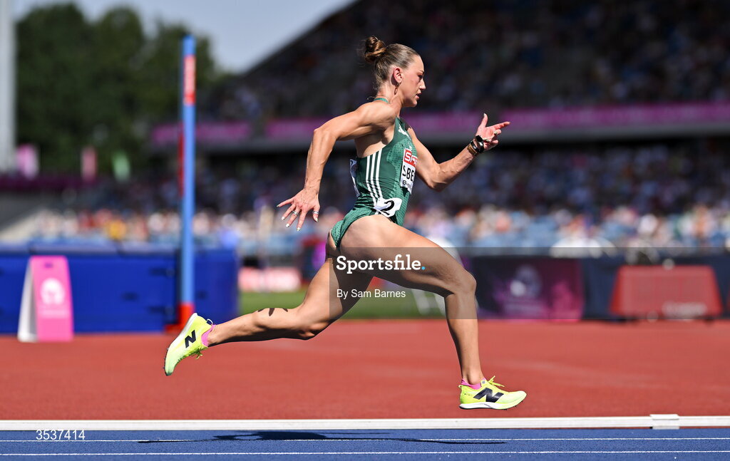 13 August 2026; Sophie Becker of Ireland competes in the women's 400m semi-final 2 during day four of the European Athletics Championships 2026 at Alexander Stadium in Birmingham, England. Photo by Sam Barnes/Sportsfile