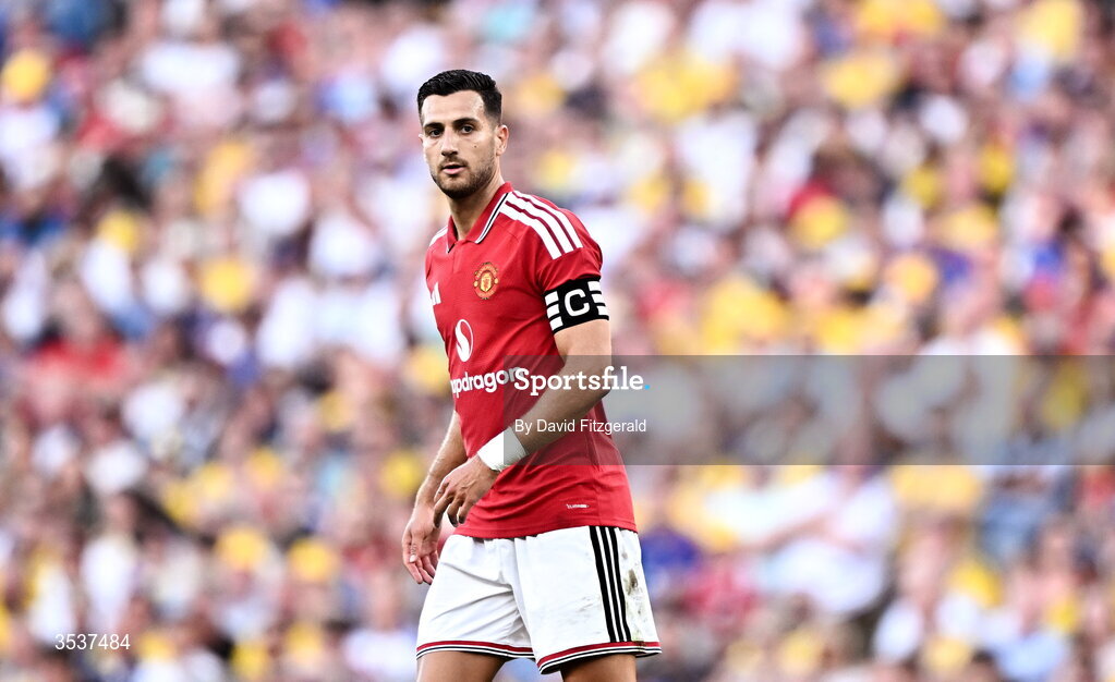12 August 2026; Diogo Dalot of Manchester United during the pre-season friendly match between Manchester United and Leeds United at Croke Park in Dublin. Photo by David Fitzgerald/Sportsfile