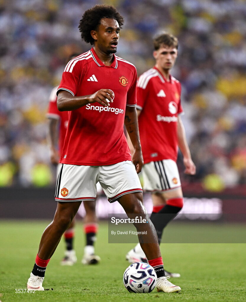 12 August 2026; Joshua Zirkzee of Manchester United during the pre-season friendly match between Manchester United and Leeds United at Croke Park in Dublin. Photo by David Fitzgerald/Sportsfile