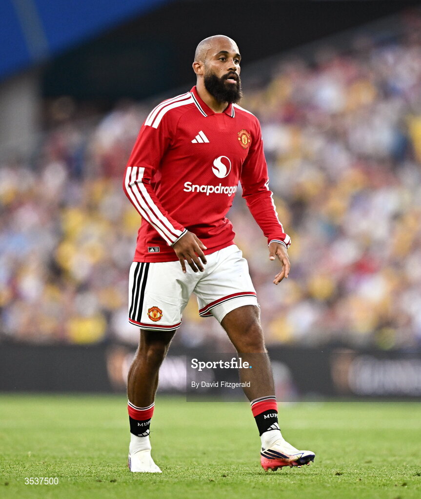 12 August 2026; Bryan Mbeumo of Manchester United during the pre-season friendly match between Manchester United and Leeds United at Croke Park in Dublin. Photo by David Fitzgerald/Sportsfile