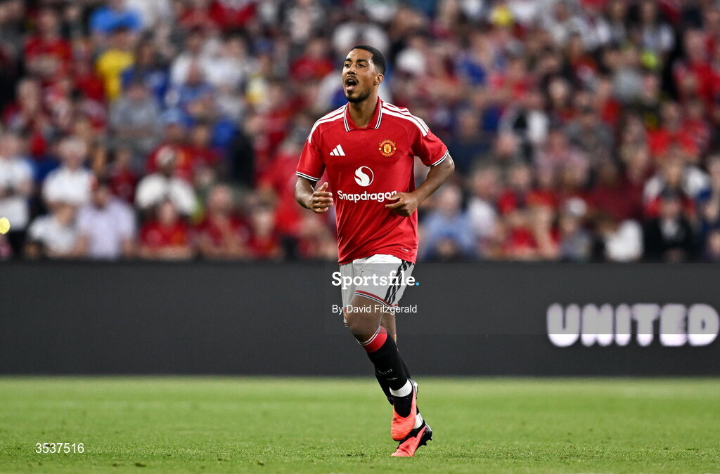 12 August 2026; Youri Tielemans of Manchester United during the pre-season friendly match between Manchester United and Leeds United at Croke Park in Dublin. Photo by David Fitzgerald/Sportsfile