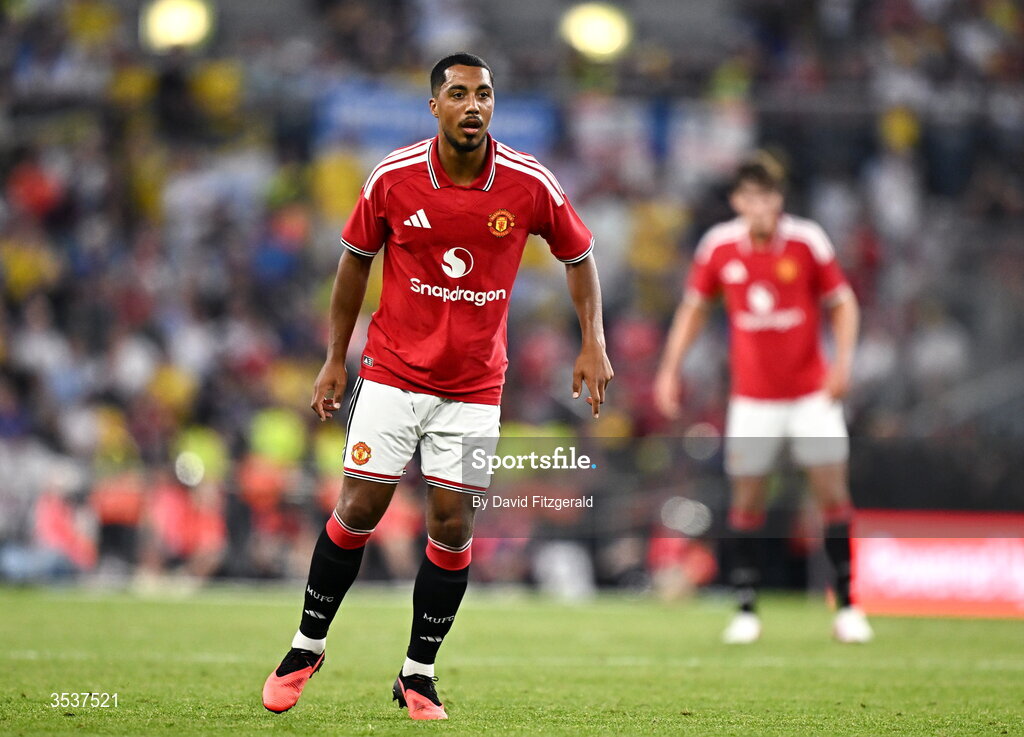 12 August 2026; Youri Tielemans of Manchester United during the pre-season friendly match between Manchester United and Leeds United at Croke Park in Dublin. Photo by David Fitzgerald/Sportsfile