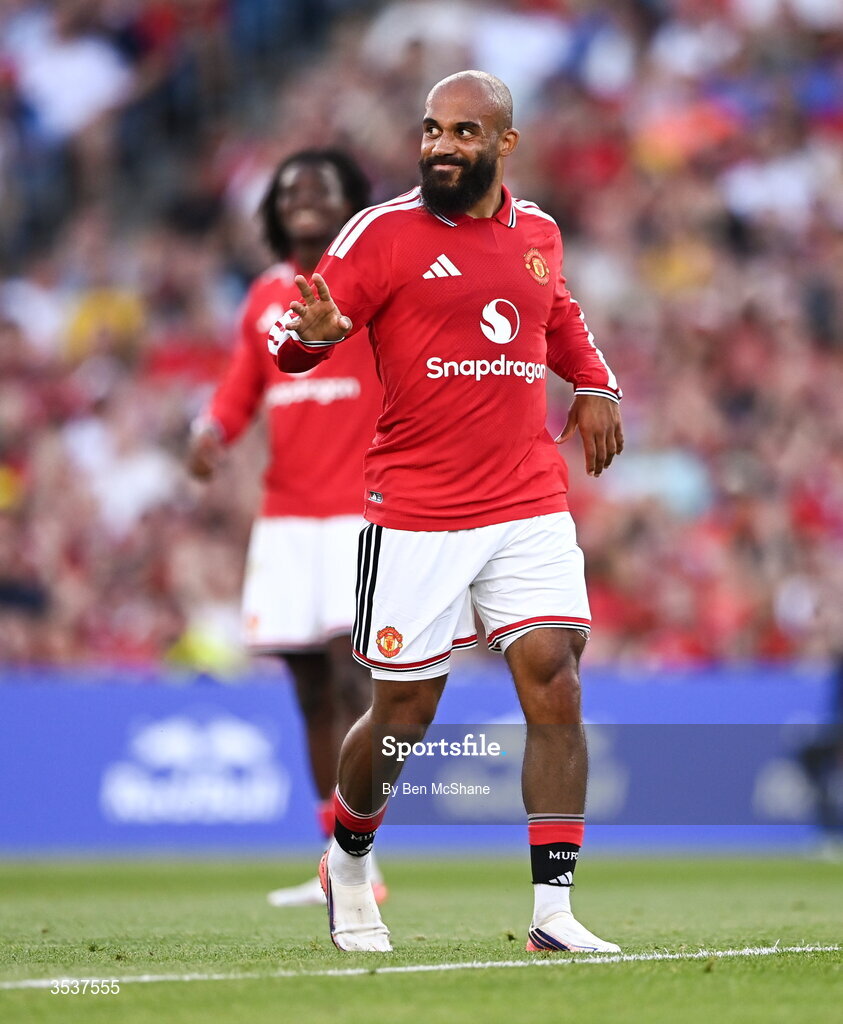 12 August 2026; Bryan Mbeumo of Manchester United during the pre-season friendly match between Manchester United and Leeds United at Croke Park in Dublin. Photo by Ben McShane/Sportsfile
