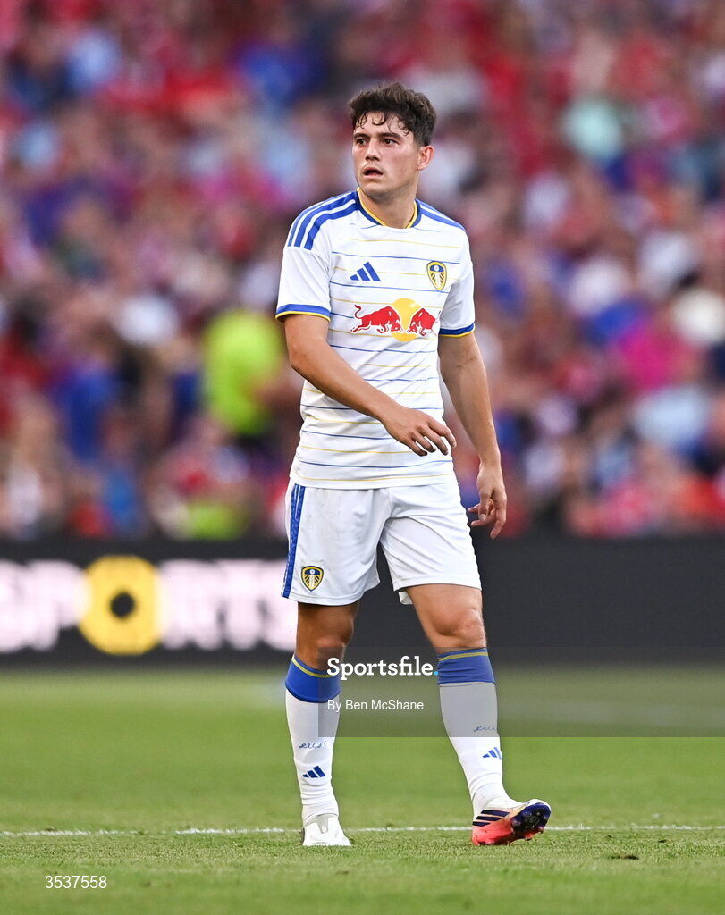 12 August 2026; Dan James of Leeds United during the pre-season friendly match between Manchester United and Leeds United at Croke Park in Dublin. Photo by Ben McShane/Sportsfile