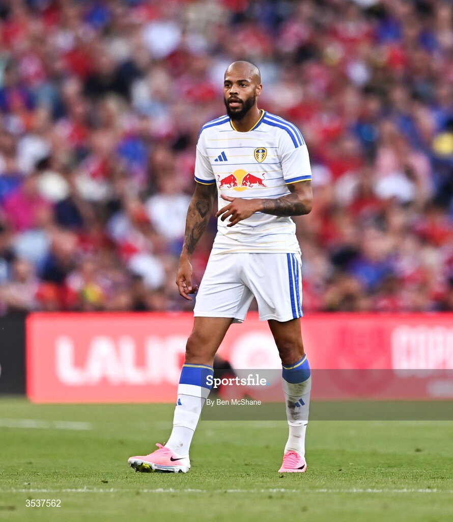 12 August 2026; Lukas Nmecha of Leeds United during the pre-season friendly match between Manchester United and Leeds United at Croke Park in Dublin. Photo by Ben McShane/Sportsfile