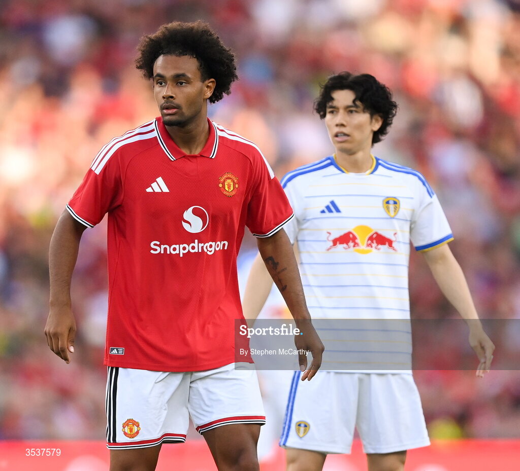 12 August 2026; Joshua Zirkzee of Manchester United during the pre-season friendly match between Manchester United and Leeds United at Croke Park in Dublin. Photo by Stephen McCarthy/Sportsfile