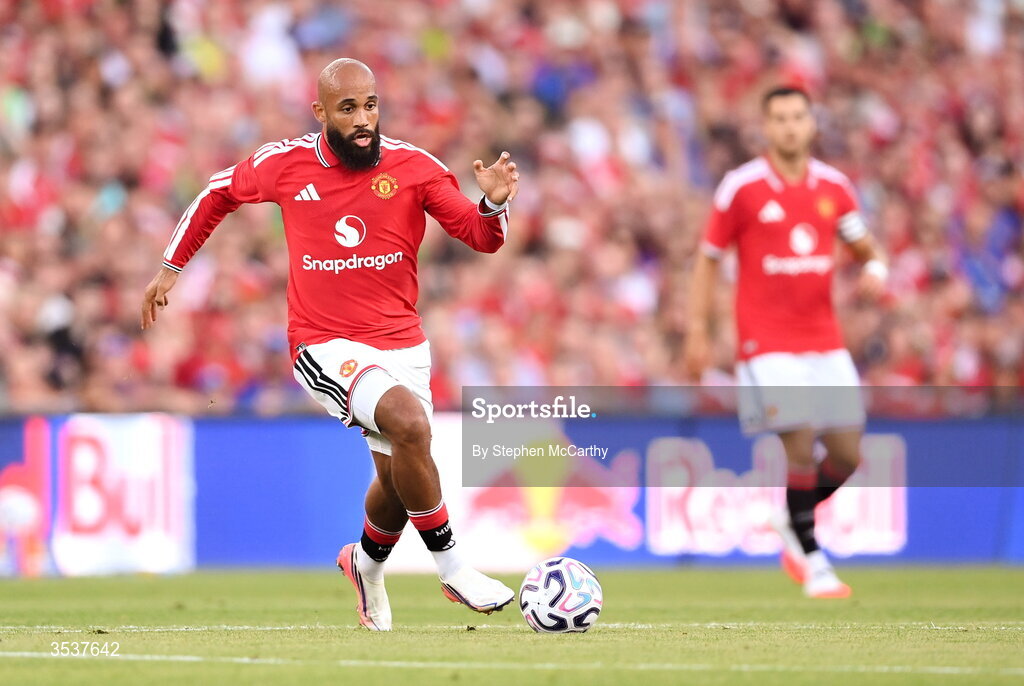 12 August 2026; Bryan Mbeumo of Manchester United during the pre-season friendly match between Manchester United and Leeds United at Croke Park in Dublin. Photo by Stephen McCarthy/Sportsfile