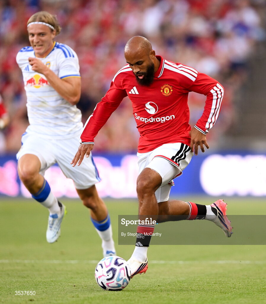 12 August 2026; Bryan Mbeumo of Manchester United during the pre-season friendly match between Manchester United and Leeds United at Croke Park in Dublin. Photo by Stephen McCarthy/Sportsfile