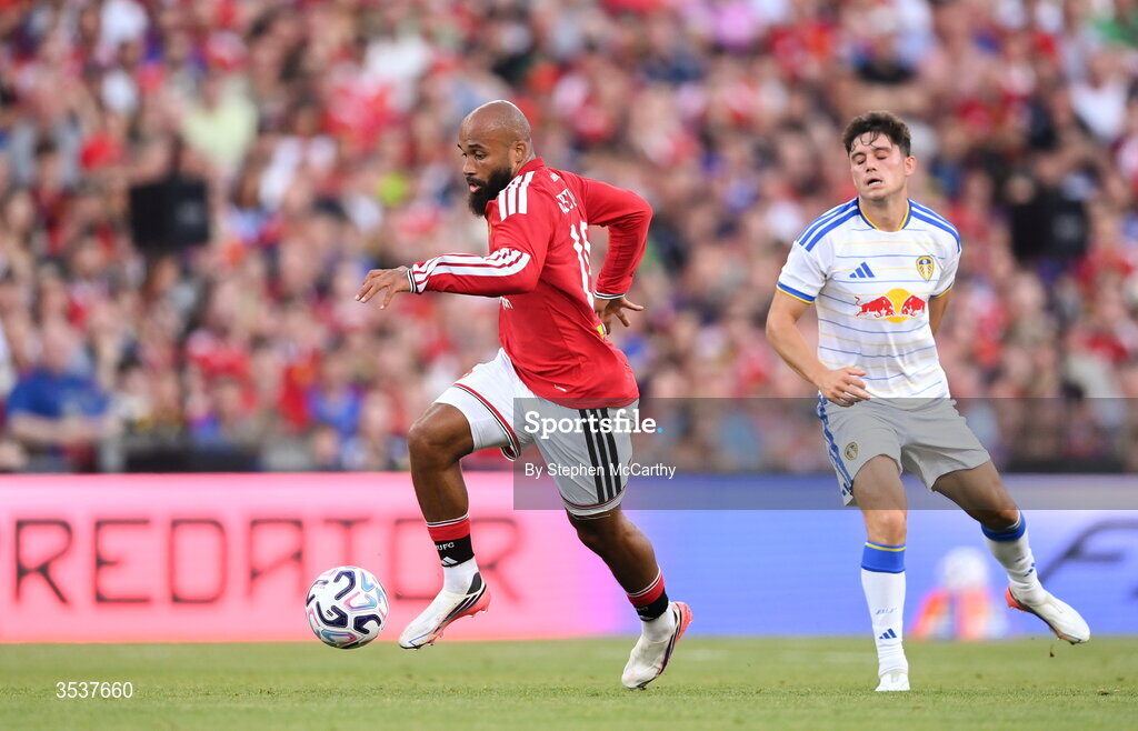 12 August 2026; Bryan Mbeumo of Manchester United during the pre-season friendly match between Manchester United and Leeds United at Croke Park in Dublin. Photo by Stephen McCarthy/Sportsfile
