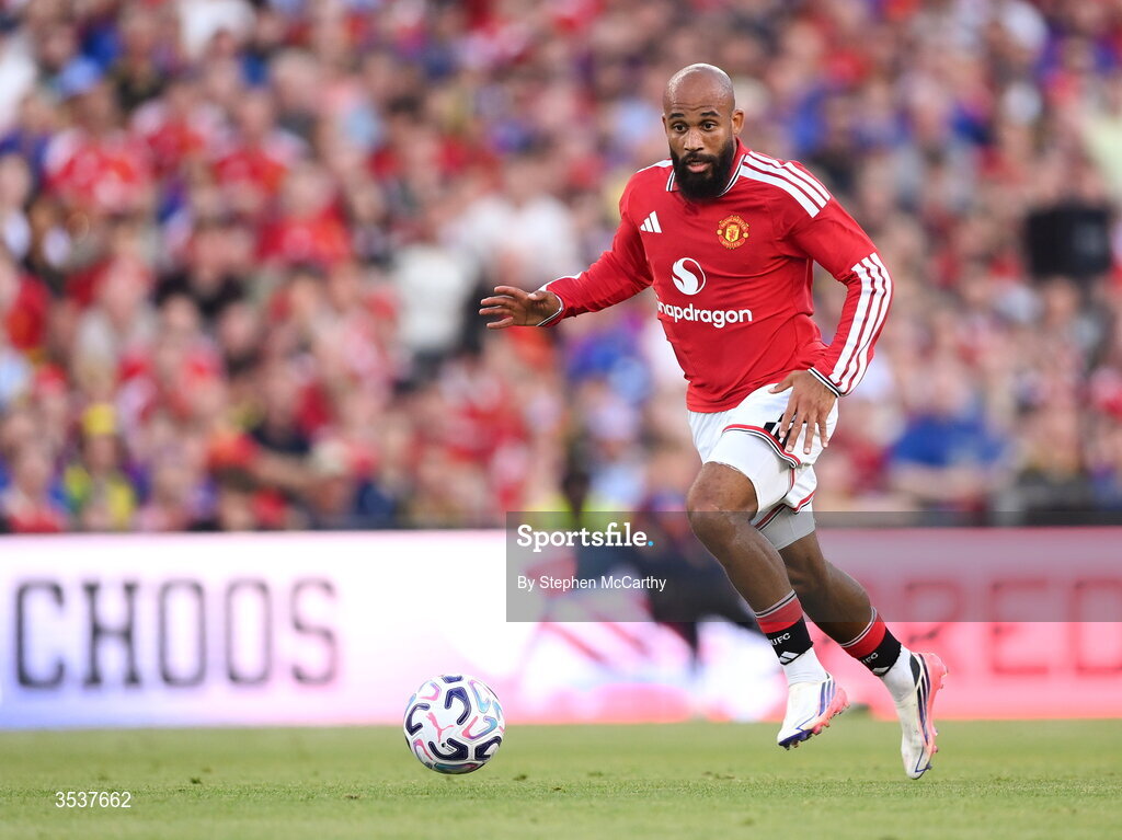12 August 2026; Bryan Mbeumo of Manchester United during the pre-season friendly match between Manchester United and Leeds United at Croke Park in Dublin. Photo by Stephen McCarthy/Sportsfile