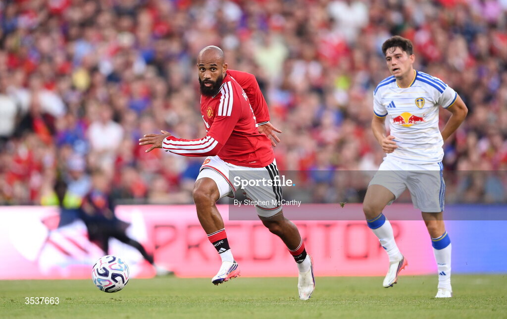 12 August 2026; Bryan Mbeumo of Manchester United during the pre-season friendly match between Manchester United and Leeds United at Croke Park in Dublin. Photo by Stephen McCarthy/Sportsfile