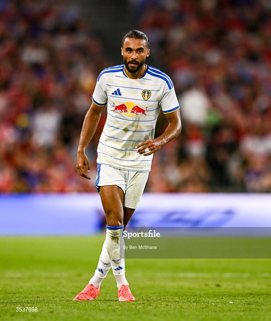 12 August 2026; Dominic Calvert-Lewin of Leeds United during the pre-season friendly match between Manchester United and Leeds United at Croke Park in Dublin. Photo by Ben McShane/Sportsfile