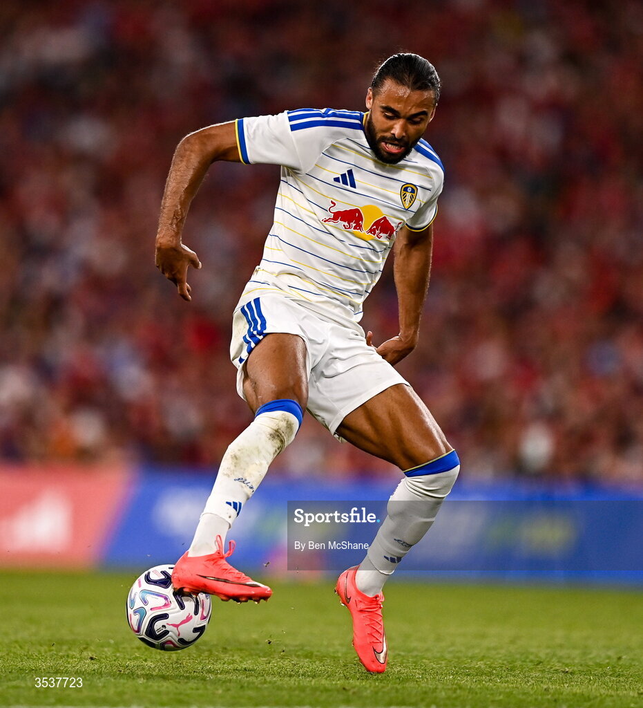 12 August 2026; Dominic Calvert-Lewin of Leeds United during the pre-season friendly match between Manchester United and Leeds United at Croke Park in Dublin. Photo by Ben McShane/Sportsfile