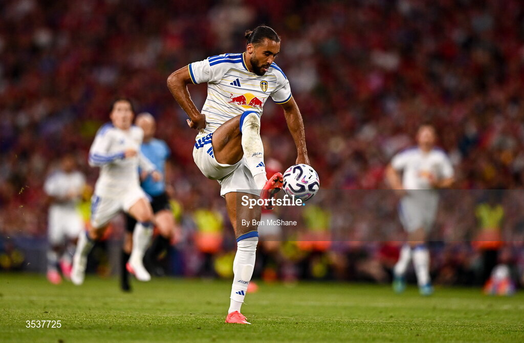 12 August 2026; Dominic Calvert-Lewin of Leeds United during the pre-season friendly match between Manchester United and Leeds United at Croke Park in Dublin. Photo by Ben McShane/Sportsfile