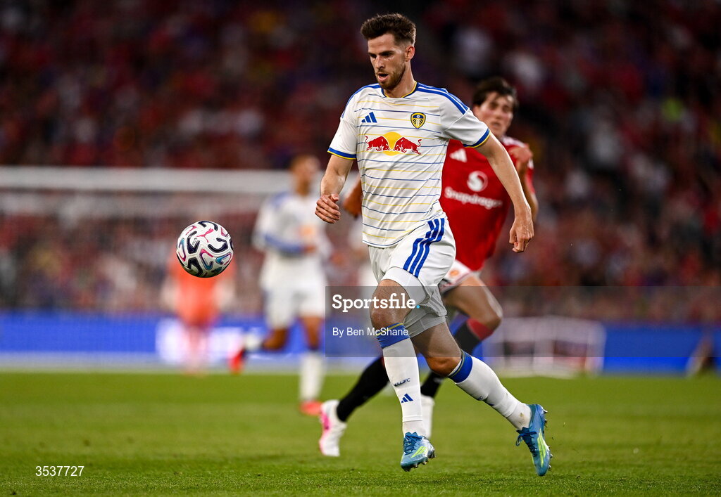 12 August 2026; Anton Stach of Leeds United during the pre-season friendly match between Manchester United and Leeds United at Croke Park in Dublin. Photo by Ben McShane/Sportsfile