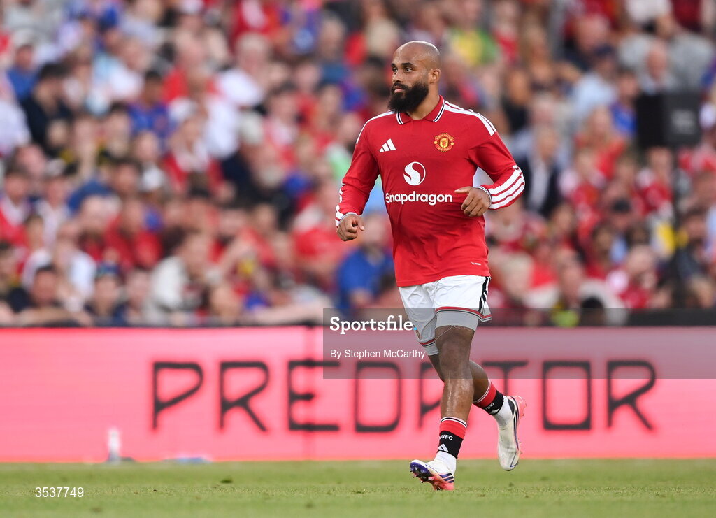 12 August 2026; Bryan Mbeumo of Manchester United during the pre-season friendly match between Manchester United and Leeds United at Croke Park in Dublin. Photo by Stephen McCarthy/Sportsfile