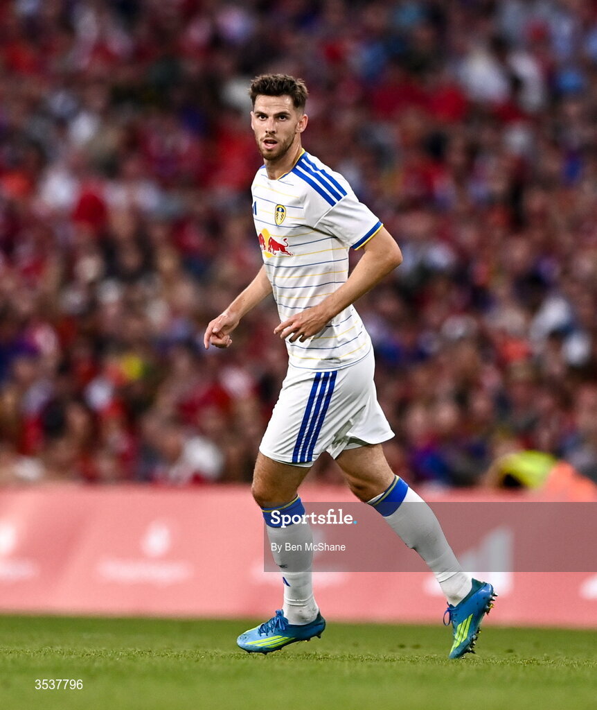12 August 2026; Anton Stach of Leeds United during the pre-season friendly match between Manchester United and Leeds United at Croke Park in Dublin. Photo by Ben McShane/Sportsfile