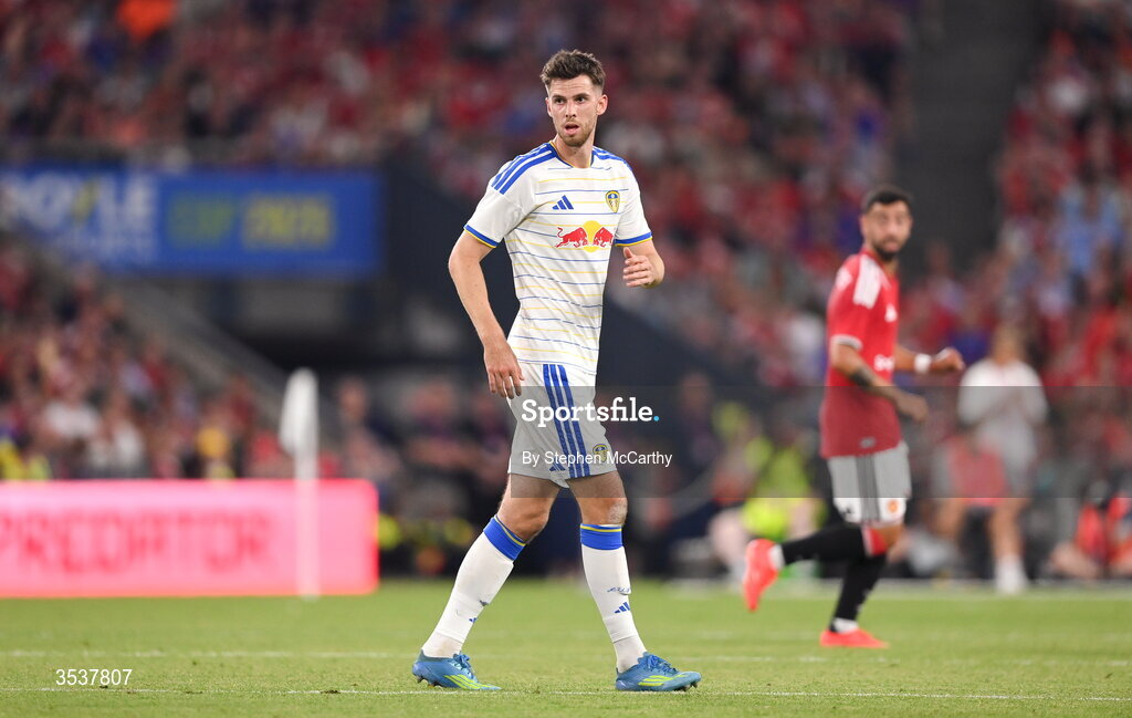 12 August 2026; Anton Stach of Leeds United during the pre-season friendly match between Manchester United and Leeds United at Croke Park in Dublin. Photo by Stephen McCarthy/Sportsfile